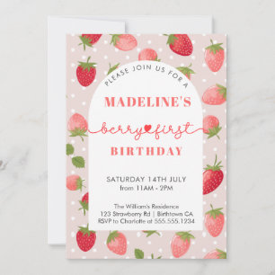 Convites Primeiro aniversario Strawberry Girl