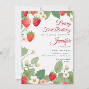 Convites primeiro aniversario Strawberry Theme Berry Primei