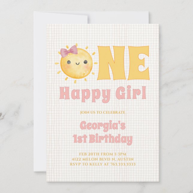 Convites Primeiro aniversario Sun Girl (Frente)