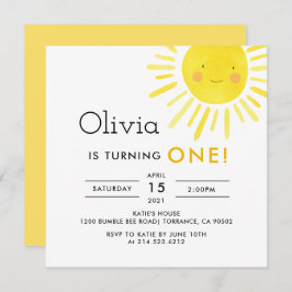 Convites Primeiro aniversario Sunshine Moderno