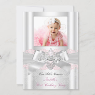 Convites Primeiro Aniversário Tiara Diamante Renda Branca R