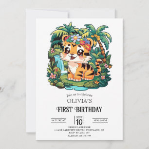 Convites Primeiro aniversario Tiger Digital Encantado