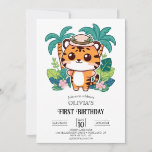 Convites Primeiro aniversario Tiger Digital Encantado