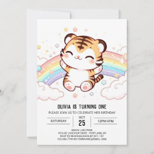 Convites Primeiro aniversario Tigre Cute
