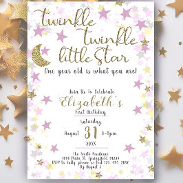 Convites primeiro aniversario Twinkle Little Star Dourada G