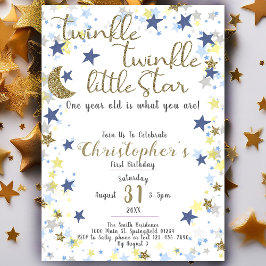 Convites primeiro aniversario Twinkle Little Star Dourado B