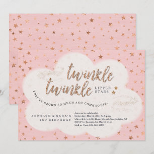 Convites Primeiro aniversario Twinkle Twinkle Pequena Estre