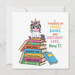 Convites Primeiro aniversario Unicorn de Bookworm Cute   Ma