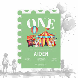 Convites Primeiro aniversario Verde Superior do Circo do Ca