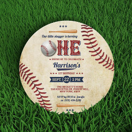Convites Primeiro aniversario Vintage Baseball Boys