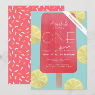 Convites Primeiro aniversario Virtual de Lemonade de Morang