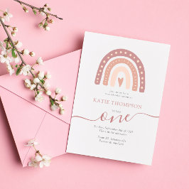 Convites Primeiro Aniversário Virtual do Arco-Íris Rosa Pas