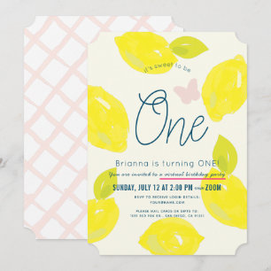 Convites primeiro aniversario Virtual Rosa Pink para Menina