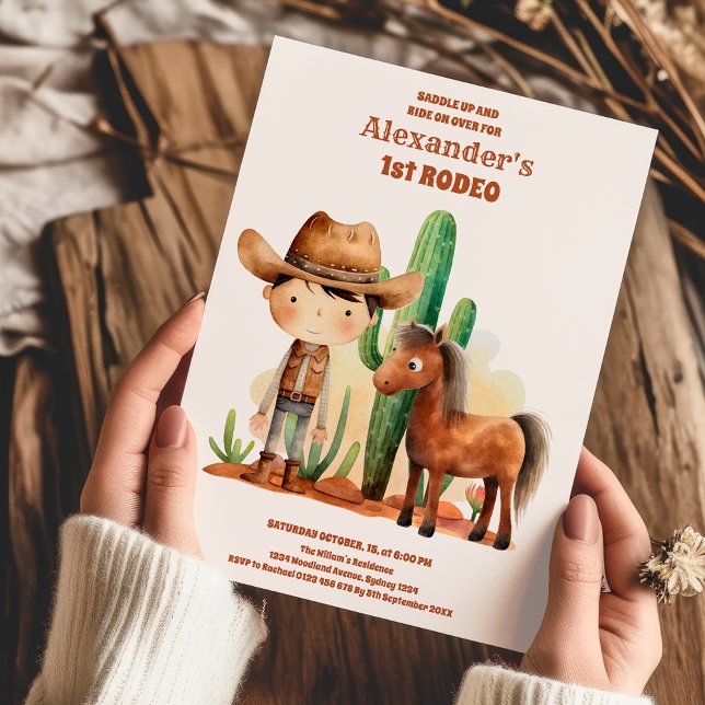 Convites Primeiro aniversario West First Rodeo Wild West Co (Criador carregado)