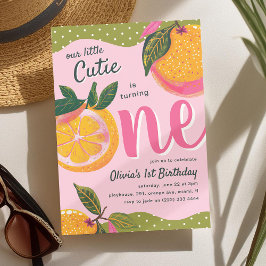 Convites Primeiro aniversario Whimsical Laranja da Nossa Pe