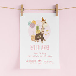 Convites Primeiro aniversario Wild One Boho Giraffe