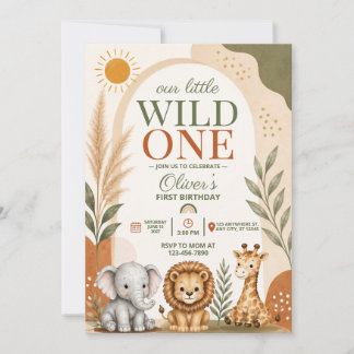 Convites Primeiro Aniversário Wild One Safari
