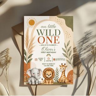Convites Primeiro Aniversário Wild One Safari