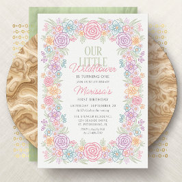 Convites Primeiro aniversario Wildflower Floral