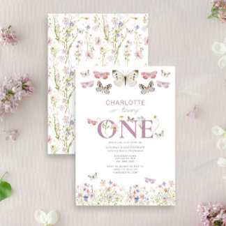 Convites primeiro aniversario Wildflower Torna Uma Borbolet