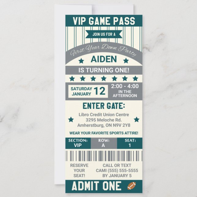 Convites Primeiro Ano De Baixo! Aniversário do Bilhete de F (Frente)