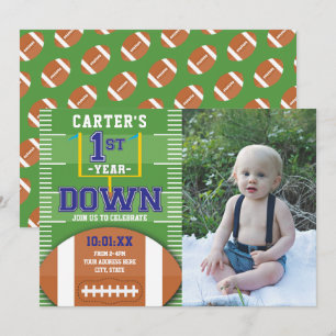 Convites Primeiro Ano de Baixo Foto De Aniversário Do Prim