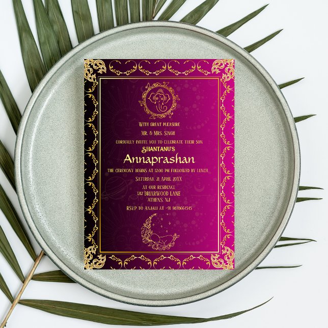 Convites Primeiro Arroz "Annaprashan" Bebê Indiano (Criador carregado)