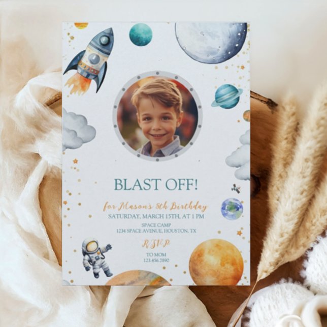 Convites Primeiro Astronauta Trip Foto do Foguete Astronaut (Criador carregado)