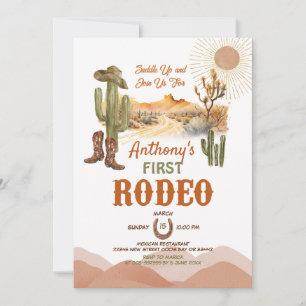 Convites Primeiro Chá de Bebê Rodeio Deserto Cowboy
