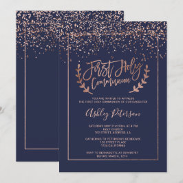 Convites Primeiro comunhão do chique cor-de-rosa dos azuis