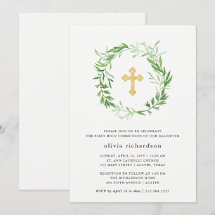 Convites Primeiro comunhão santamente da grinalda botânic