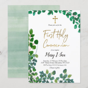 Convites Primeiro comunhão santamente do eucalipto lunáti