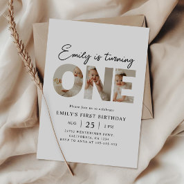 Convites Primeiro Festa Mínima de Foto de Aniversário do pr