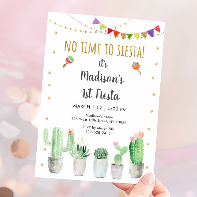 Convites Primeiro Fiesta Cactus Birthday (Criador carregado)