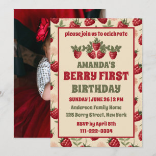 Convites Primeiro Foto do Partido Berry do primeiro anivers