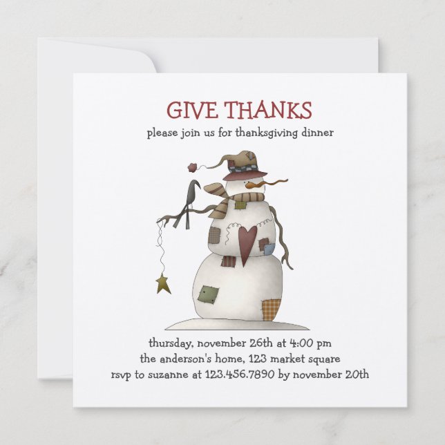 Convites Primeiro Frost ・ Snowman & Crow (Frente)