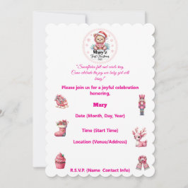 Convites Primeiro Natal do Bebê - K Personalizado e Editáve
