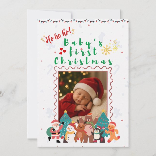Convites Primeiro Natal do Bebê Personalizado  (Frente)