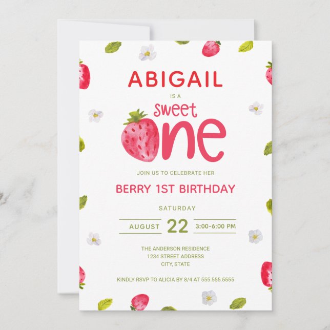 Convites Primeiro primeiro aniversario de Berry (Frente)