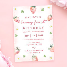 Convites Primeiro primeiro aniversario de morango