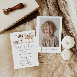 Convites Primeiro primeiro aniversario Moderno Rodeo Boy