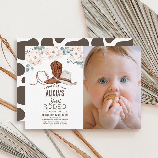 Convites Primeiro primeiro aniversario Rodeo Cowgirl Wester (Criador carregado)