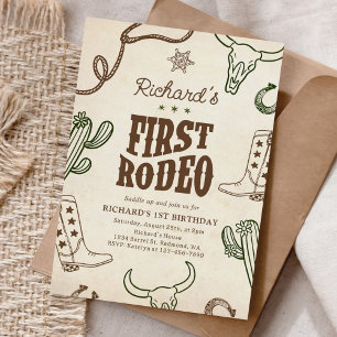 Convites Primeiro primeiro aniversario Rodeo Western Boy