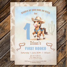 Convites Primeiro primeiro aniversario Rodeo Western Cowboy
