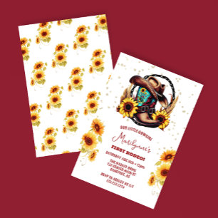 Convites Primeiro primeiro aniversario Rodeo Western Cowgir