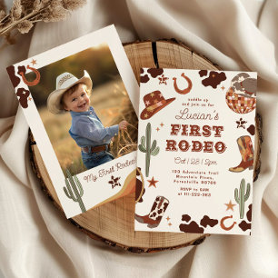 Convites Primeiro rodeio 1º aniversário Foto de cowboy ocid