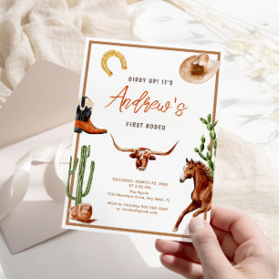 Convites Primeiro Rodeio Aniversário de Cowboy Moderno do S