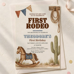 Convites Primeiro Rodeio Boho Cavalo de Balanço Primeiro An