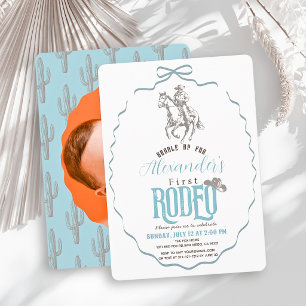 Convites Primeiro Rodeio Cowboy Arco Azul Foto 1º Aniversár
