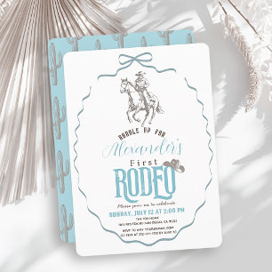 Convites Primeiro Rodeio Cowboy Ocidental Laço Azul Anivers